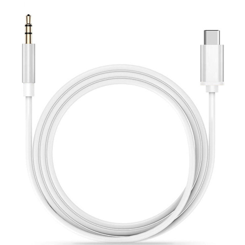getgad.ch - Audio 1 m Kabel USB Typ-C auf 3.5 mm Kopfhöreranschluss AUX | Weiss-Silber - 3