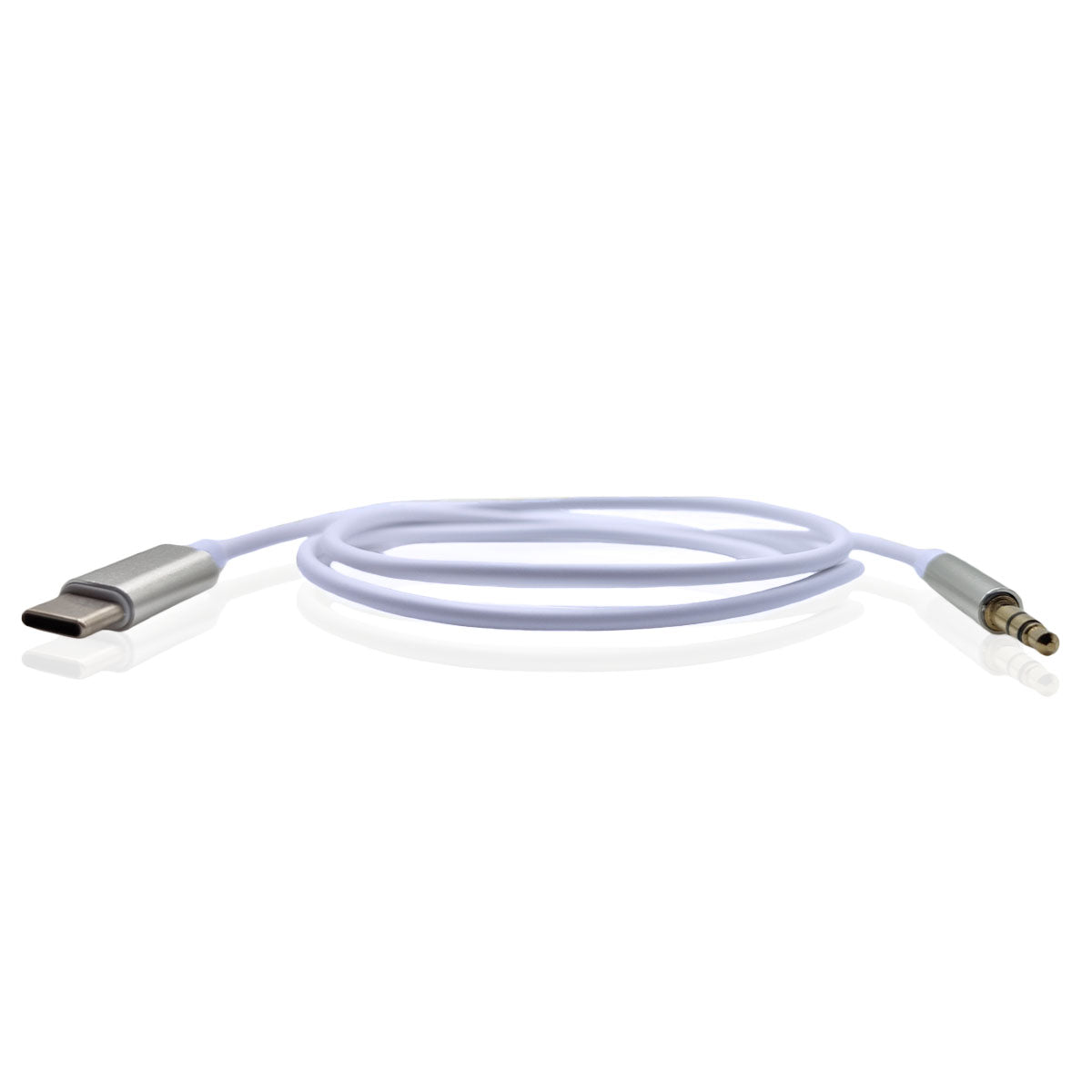 getgad.ch - Audio 1 m Kabel USB Typ-C auf 3.5 mm Kopfhöreranschluss AUX | Weiss-Silber