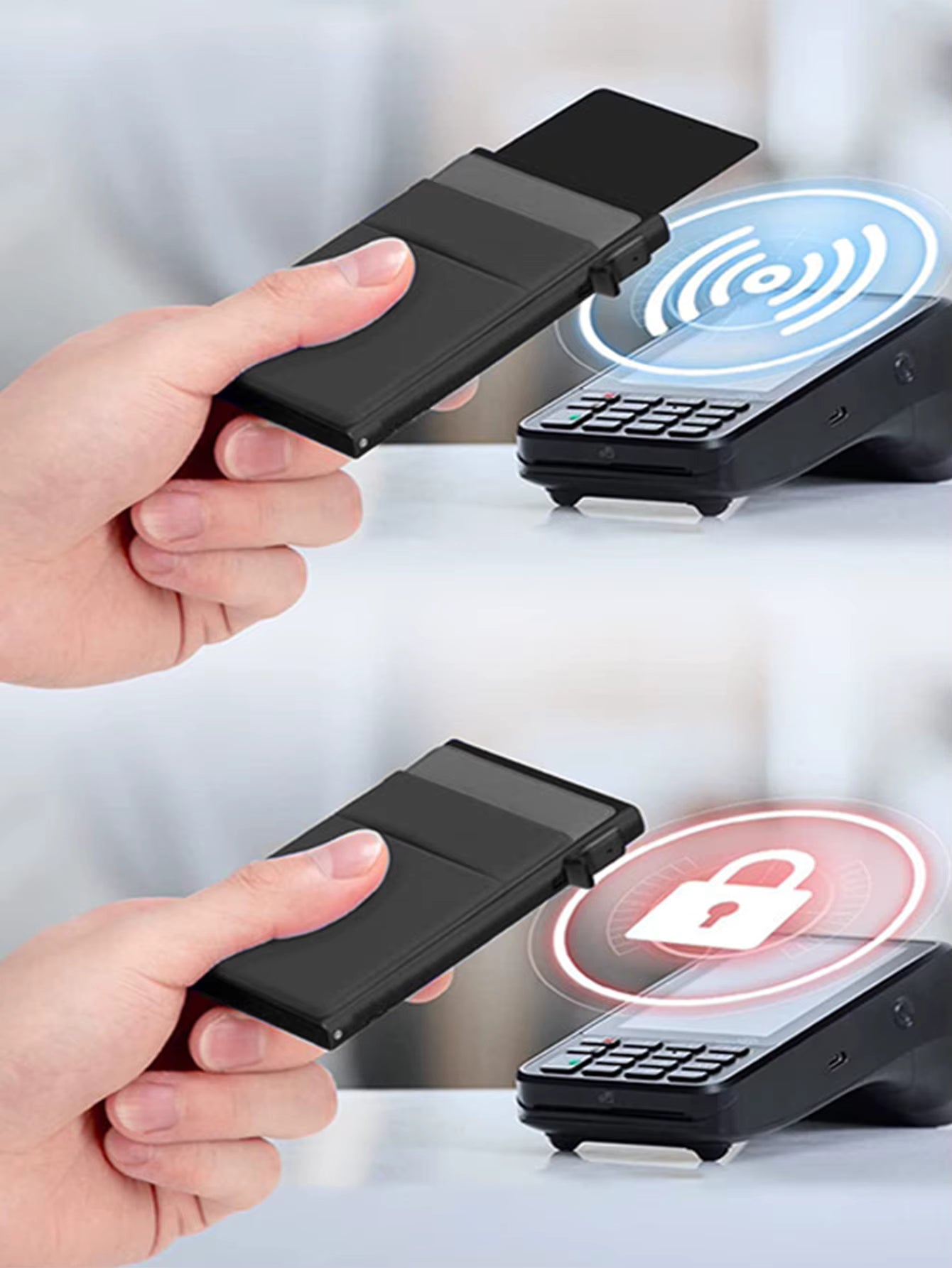 Kreditkarten Etui mit Kartenauswurf | RFID Schutz kein Auslesen | Dünn