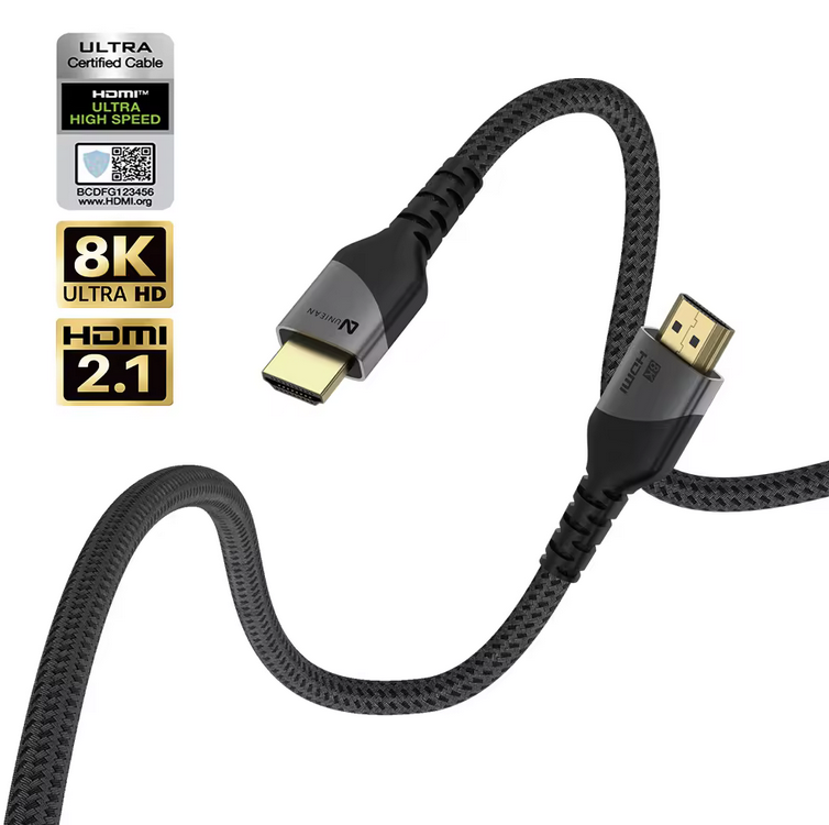 getgad.ch - HDMI auf HDMI Kabel 2.1 4K | 120Hz | 8K 60Hz | 48 GBs | 1 Meter | Grau - 4