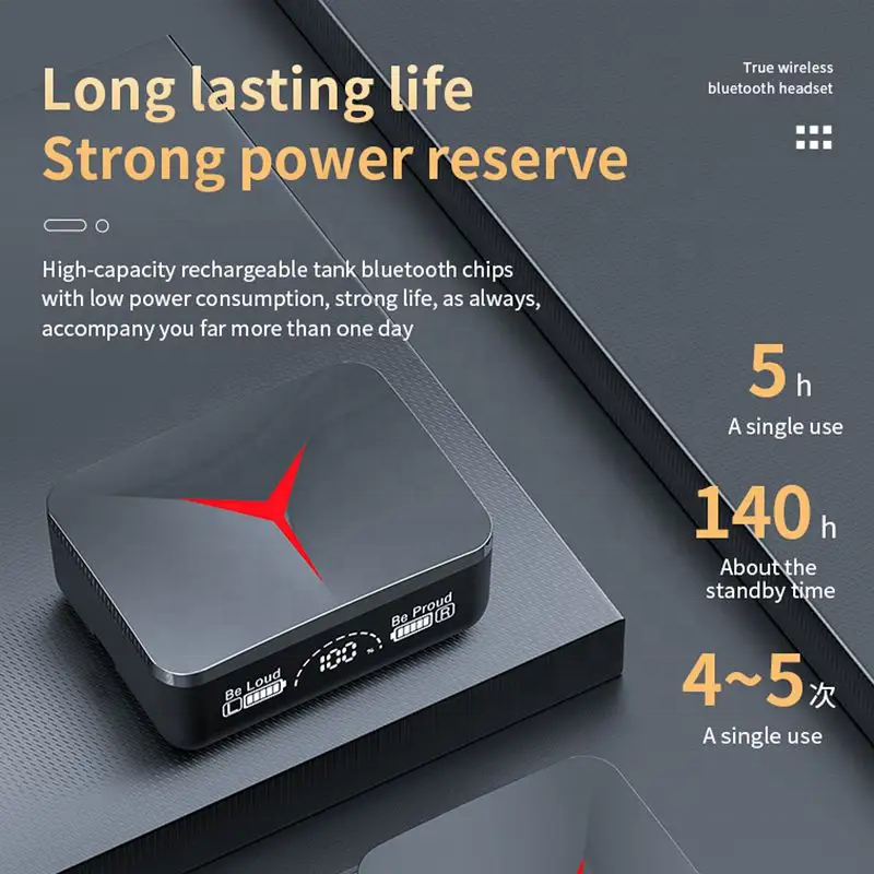 TWS M90 Pro Gaming Bluetooth In-Ear Kopfhörer | Ladecase und Powerbank in einem | LED