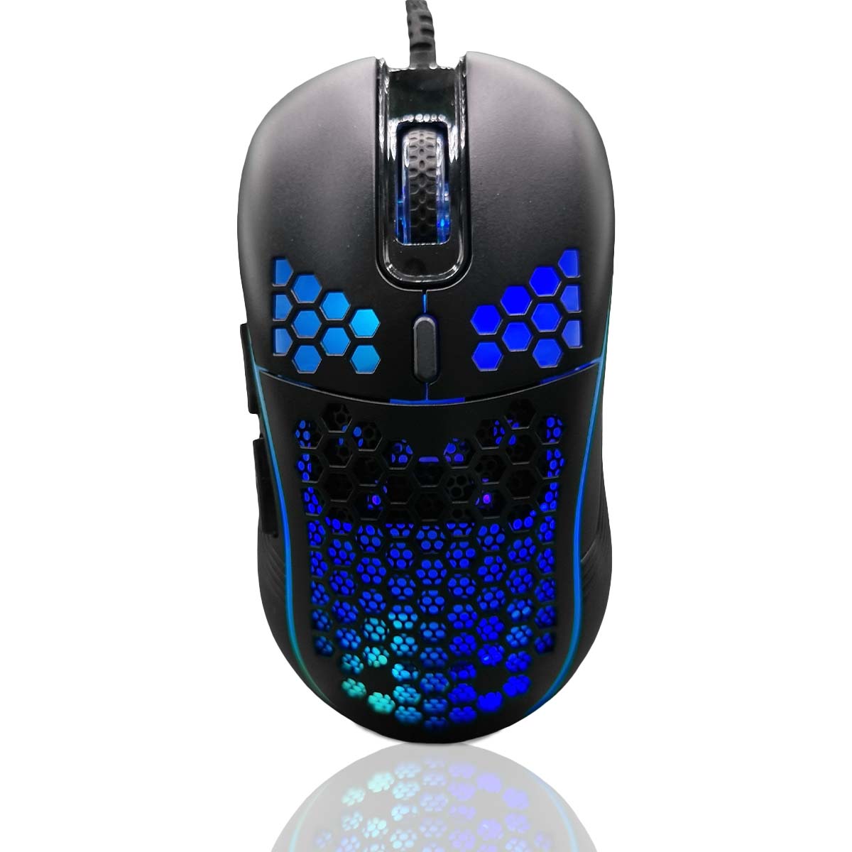getgad.ch - LED Gaming Maus USB-A Kabelanschluss | bis zu 7200 DPI | 6 Tasten | Schwarz - blaues Licht