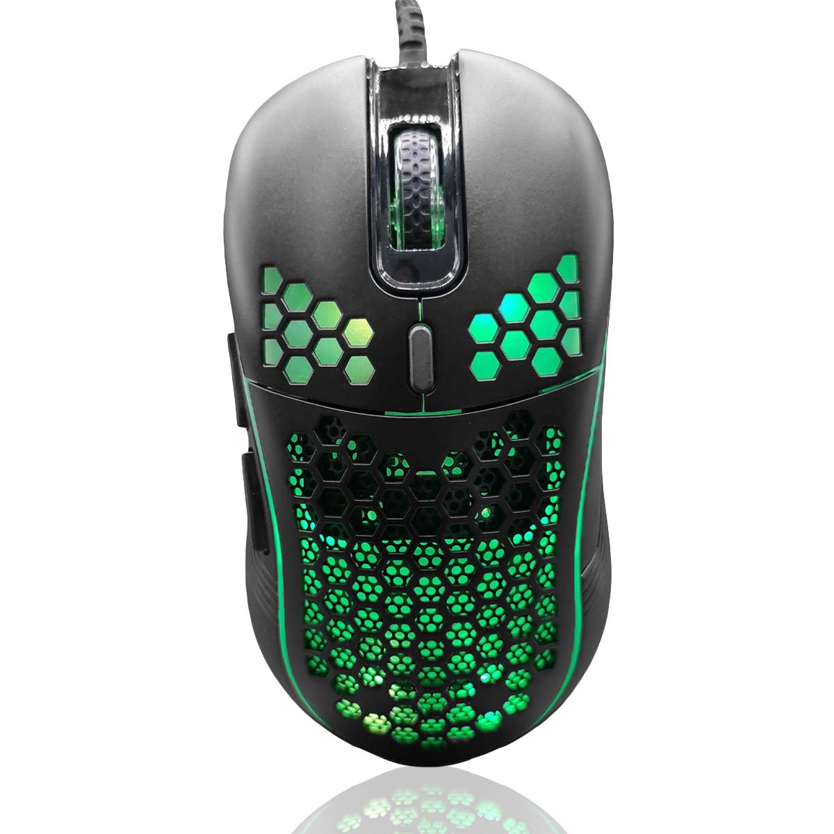 getgad.ch - LED Gaming Maus USB-A Kabelanschluss | bis zu 7200 DPI | 6 Tasten | Schwarz - grünes Licht