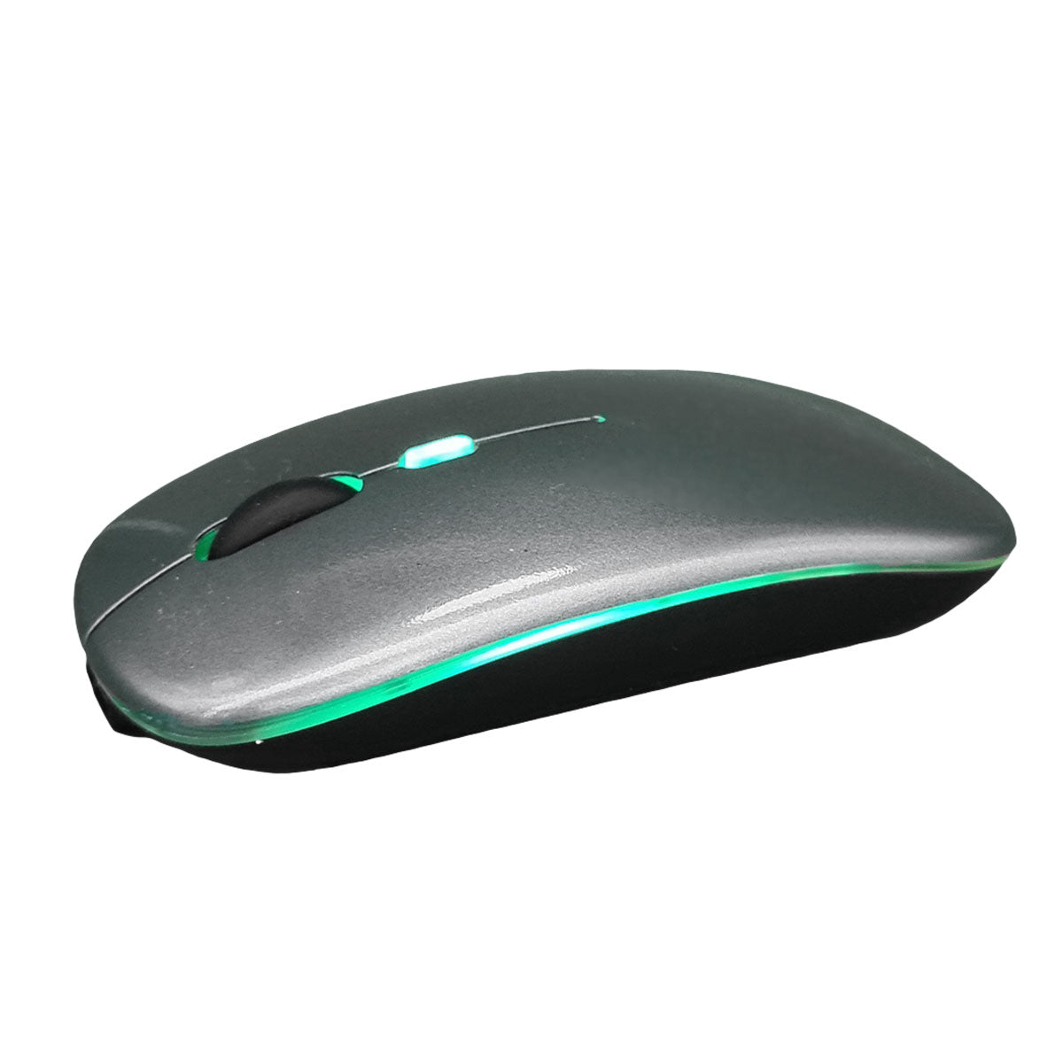 getgad.ch - LED Wireless Computer Maus | Bluetooth | LED Beleuchtung | 2.4 GHz | Grau Licht Türkis