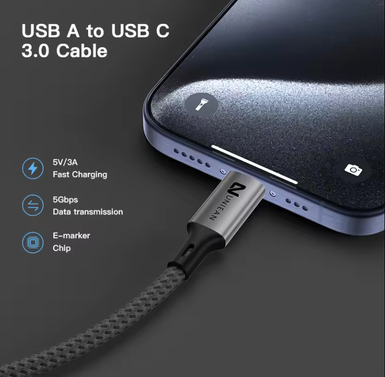 getgad.ch - Premium USB-A 3.0 auf USB-C Schnellladekabel | 5 GB/s High Speed Datenübertragung - 5