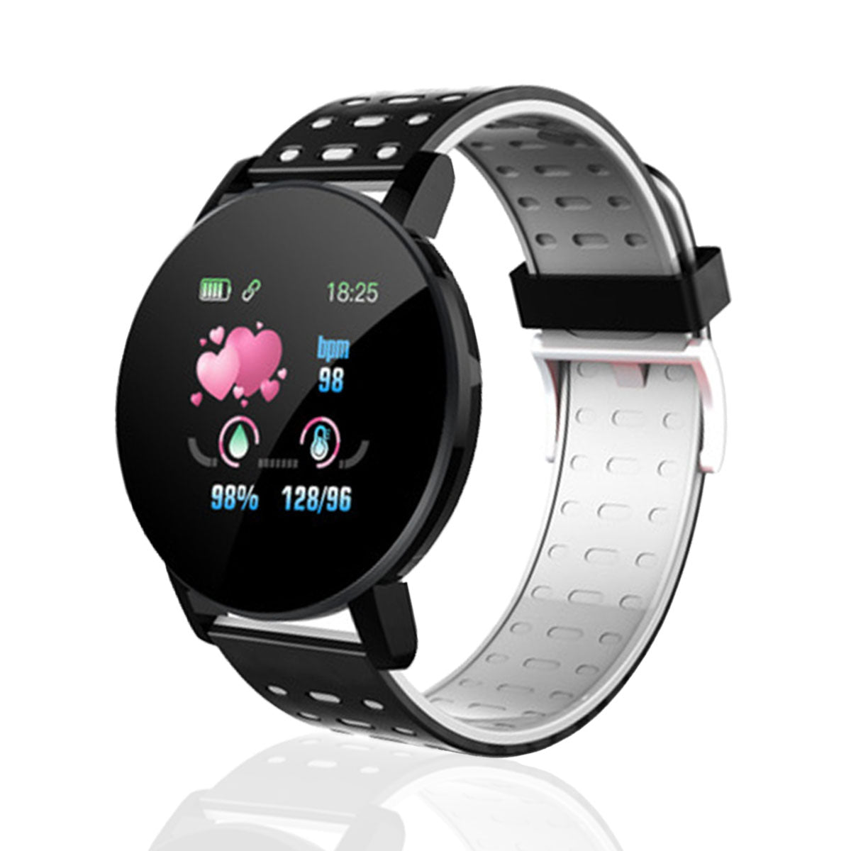 Smartwatch 119 PLUS | 1.3 Farbdisplay | Bluetooth | mit Anrufanzeige Kalorienzähler und vielem mehr | Schwarz-Weiss
