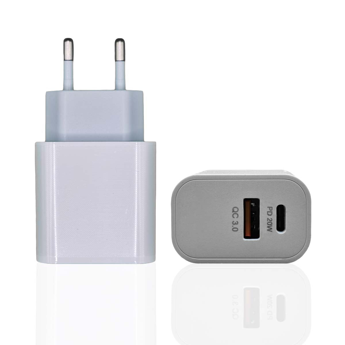 getgad.ch - Stromadapter 20 W Schnellladegerät | 2 Ports USB-C und USB-A 3.0 | Weiss