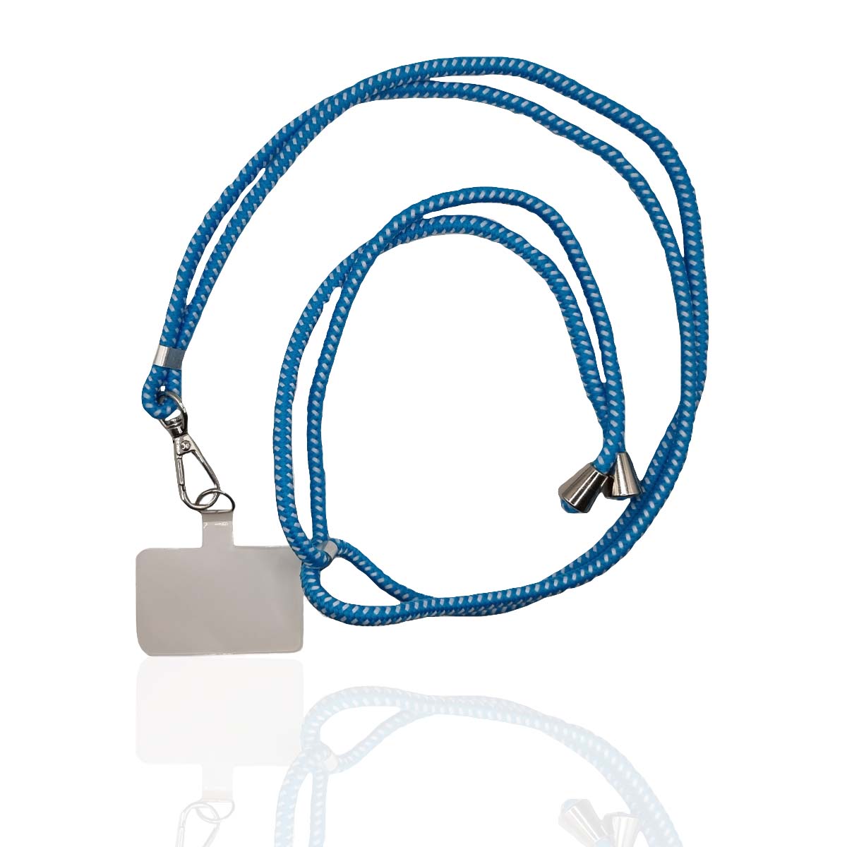 getgad.ch - Universal Smartphone Kette max. 80 cm Trageweite Polyester Seil inkl. Halterung | Schwarz-Weiss-Houndstooth-Blau-Weiss-Muster