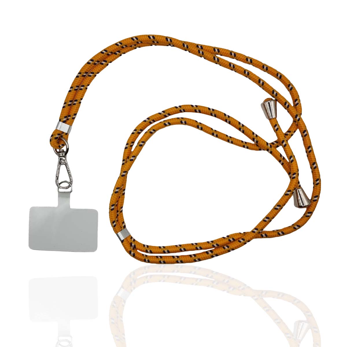 getgad.ch - Universal Smartphone Kette max. 80 cm Trageweite Polyester Seil inkl. Halterung | Gelb-Weiss-Navy-Muster