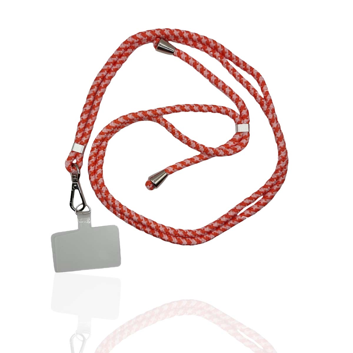 getgad.ch - Universal Smartphone Kette max. 80 cm Trageweite Polyester Seil inkl. Halterung | Schwarz-Weiss-Houndstooth-Rot-Pink-Muster