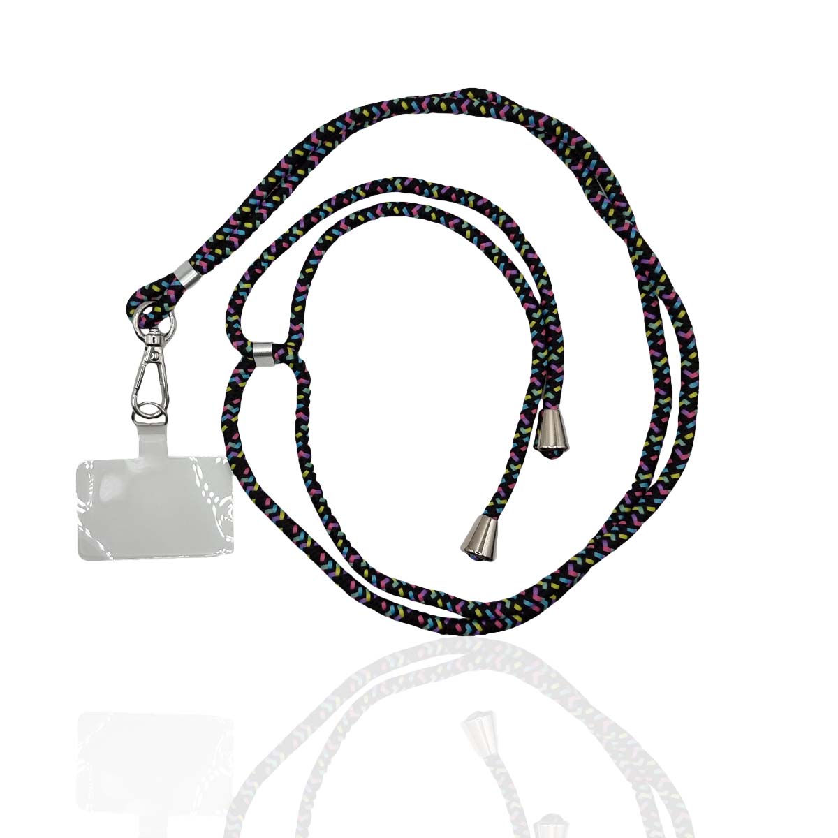 getgad.ch - Universal Smartphone Kette max. 80 cm Trageweite Polyester Seil inkl. Halterung | Schwarz-Bunt-Muster