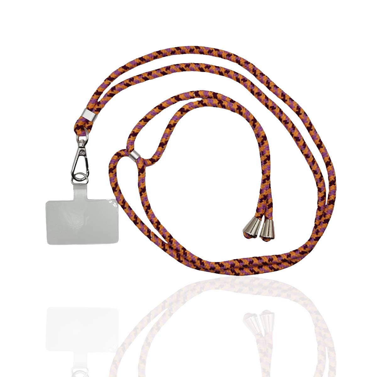 getgad.ch - Universal Smartphone Kette max. 80 cm Trageweite Polyester Seil inkl. Halterung | Weinrot-Orange-Lila-Muster