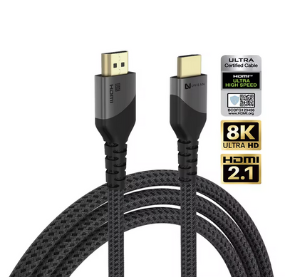 getgad.ch - HDMI auf HDMI Kabel 2.1 4K | 120Hz | 8K 60Hz | 48 GBs | 1 Meter | Grau - 3