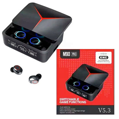 TWS M90 Pro Gaming Bluetooth In-Ear Kopfhörer | Ladecase und Powerbank in einem | LED