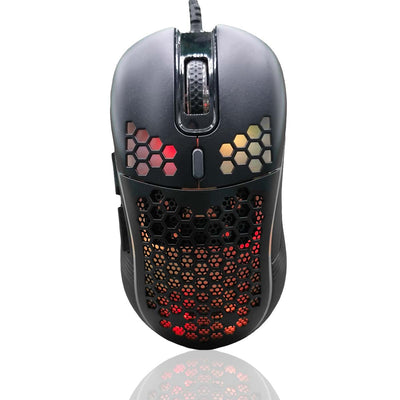 getgad.ch - LED Gaming Maus USB-A Kabelanschluss | bis zu 7200 DPI | 6 Tasten | Schwarz - rotes Licht