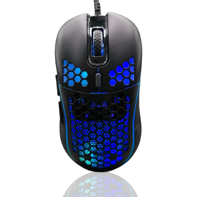 getgad.ch - LED Gaming Maus USB-A Kabelanschluss | bis zu 7200 DPI | 6 Tasten | Schwarz - blaues Licht