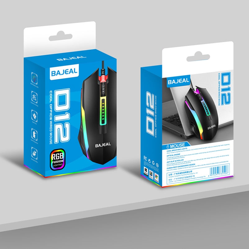 Bajeal LED Gaming Computer Maus | Kabelgebunden USB-A |  1200 DPI