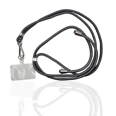 getgad.ch - Universal Smartphone Kette max. 80 cm Trageweite Polyester Seil inkl. Halterung | Schwarz-Weiss-Houndstooth-Grau