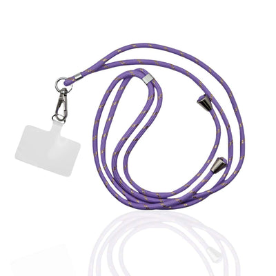 getgad.ch - Universal Smartphone Kette max. 80 cm Trageweite Polyester Seil inkl. Halterung | Lila-Gold-Muster