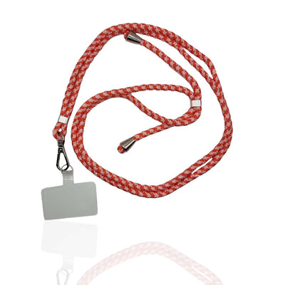 getgad.ch - Universal Smartphone Kette max. 80 cm Trageweite Polyester Seil inkl. Halterung | Schwarz-Weiss-Houndstooth-Rot-Pink-Muster