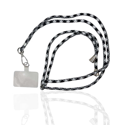getgad.ch - Universal Smartphone Kette max. 80 cm Trageweite Polyester Seil inkl. Halterung | Schwarz-Weiss-Houndstooth-Muster